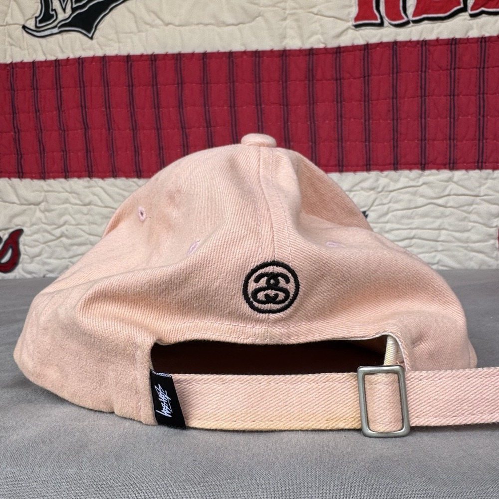 Stussy Pink Cotton Blend Baseball Cap OSFA Adjustable Strap Embroidered Logo Hat - Picture 2 of 7